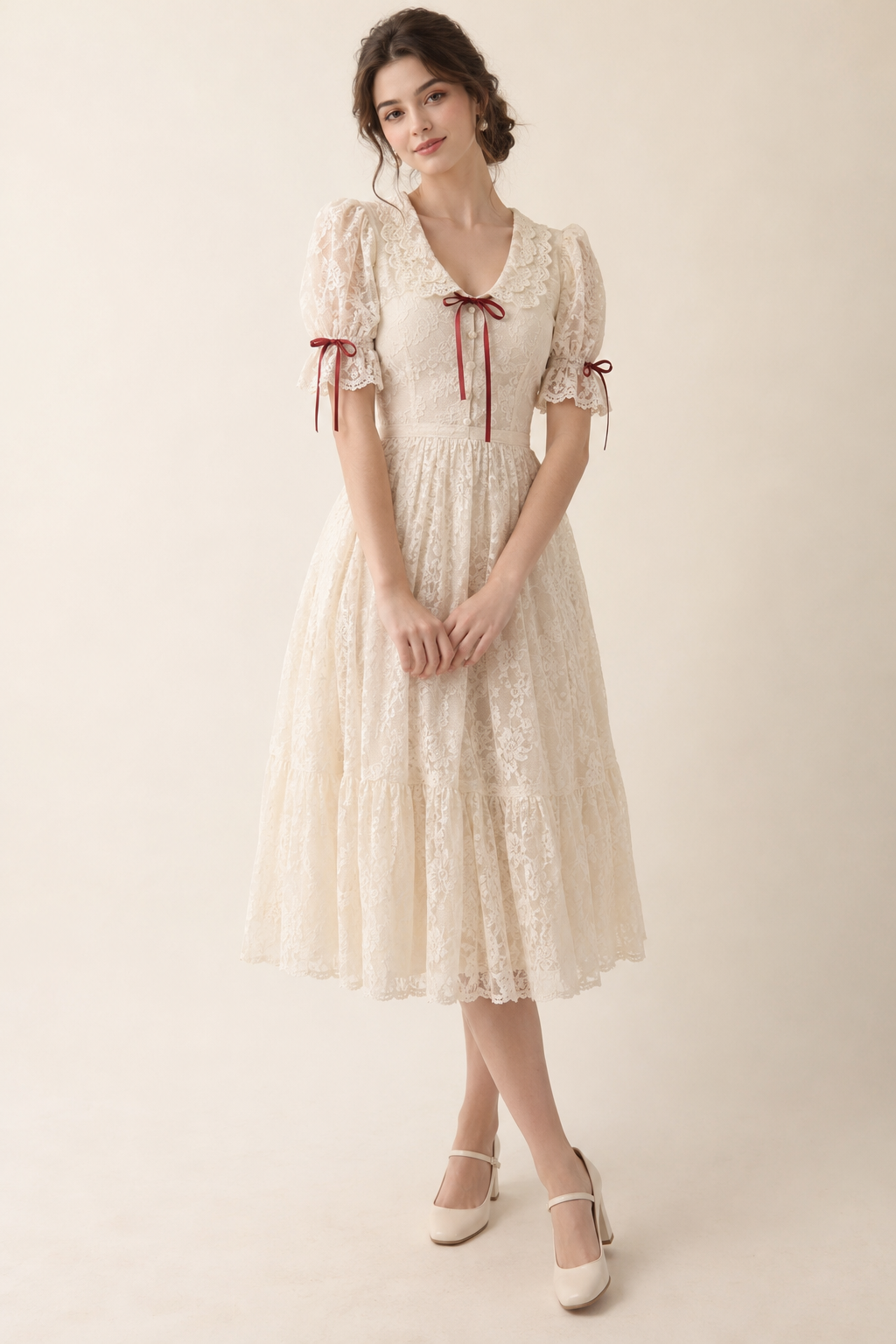 Cherry Lace Tea Dress